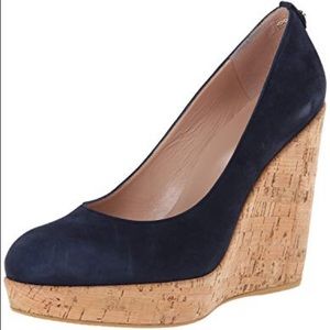 NEW Stuart Weitzman Navy Cork-swoon Wedges Sz 9
